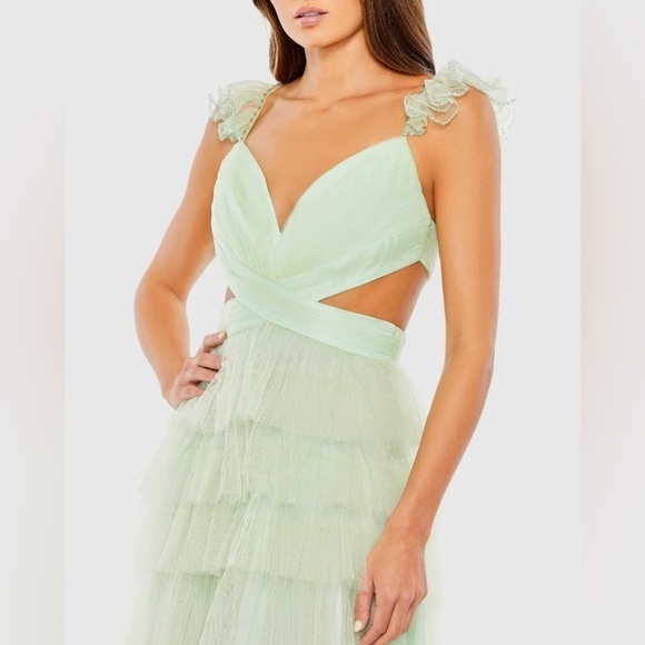 Mac Duggal 50670 NWT Ruffle Tiered Tulle Cut Out Gown - Picture 3 of 8